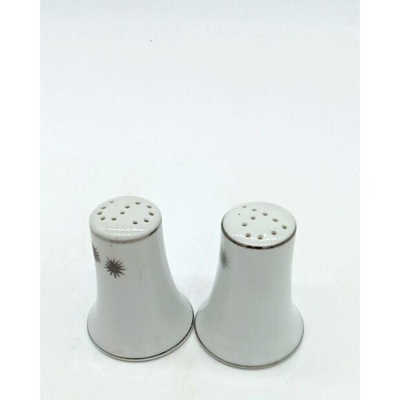 Vintage Creative Platinum Fine China Atomic Starburst Salt & Pepper Shaker Set - Picture 3 of 6